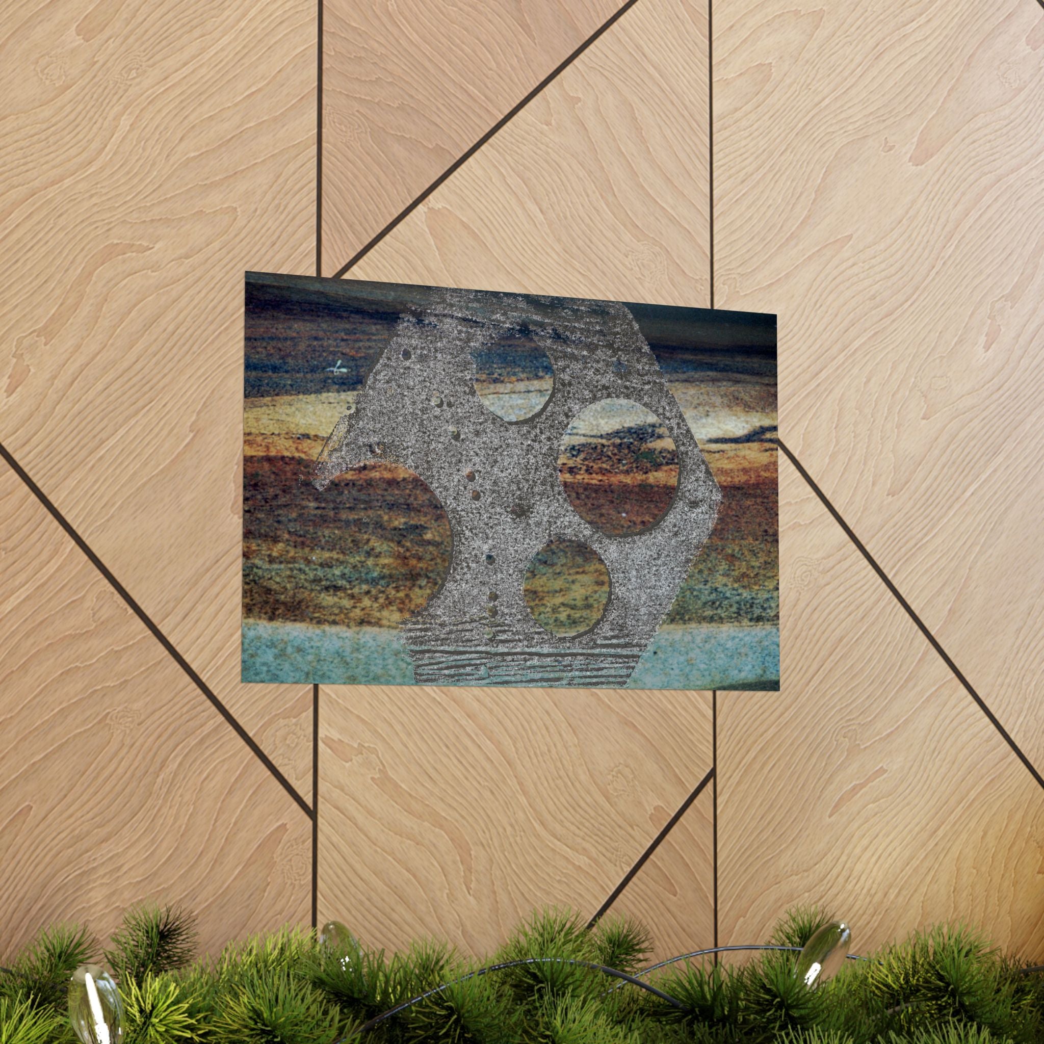 Abstracte poster met roestige metaaltextuur, mat, horizontaal | Industriële muurdecoratie 