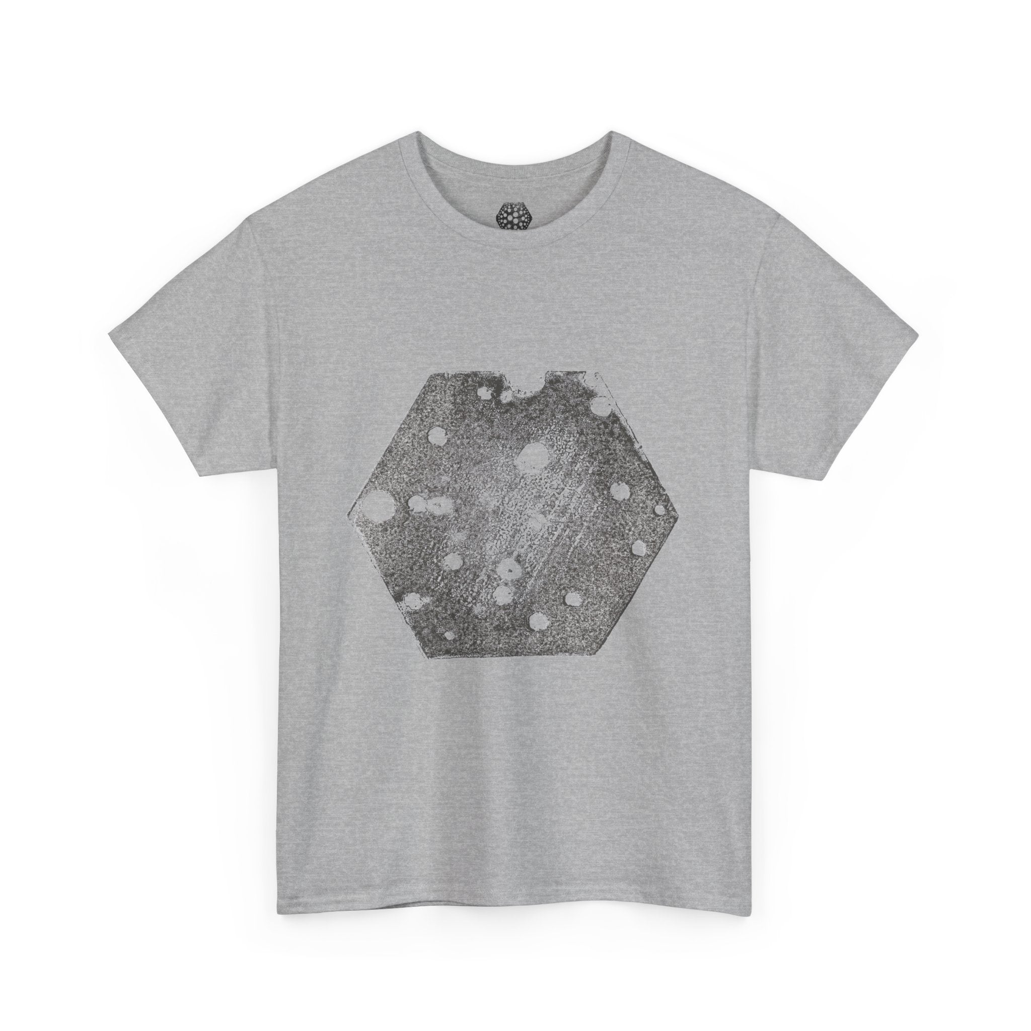 Hexagon Circles Graphic Tee — Digital Manual Print Art