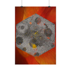 Abstract Hex Moon Poster — Orange Red Floral Background Vertical Art Print