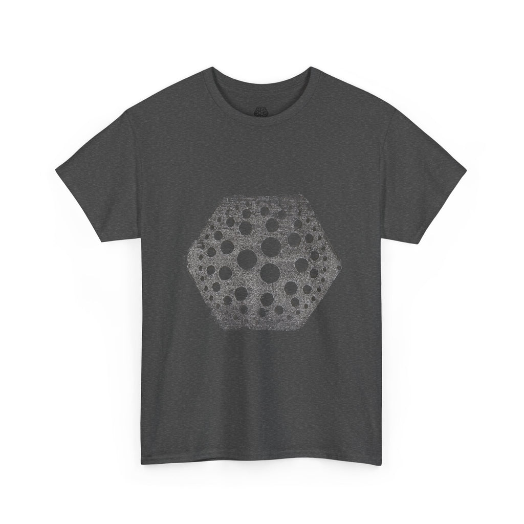 Hexagon Circles Graphic Tee — Digital Manual Print Art