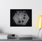 Abstract Hexagon Poster — Minimal Black & Gray Matte Horizontal Wall Art