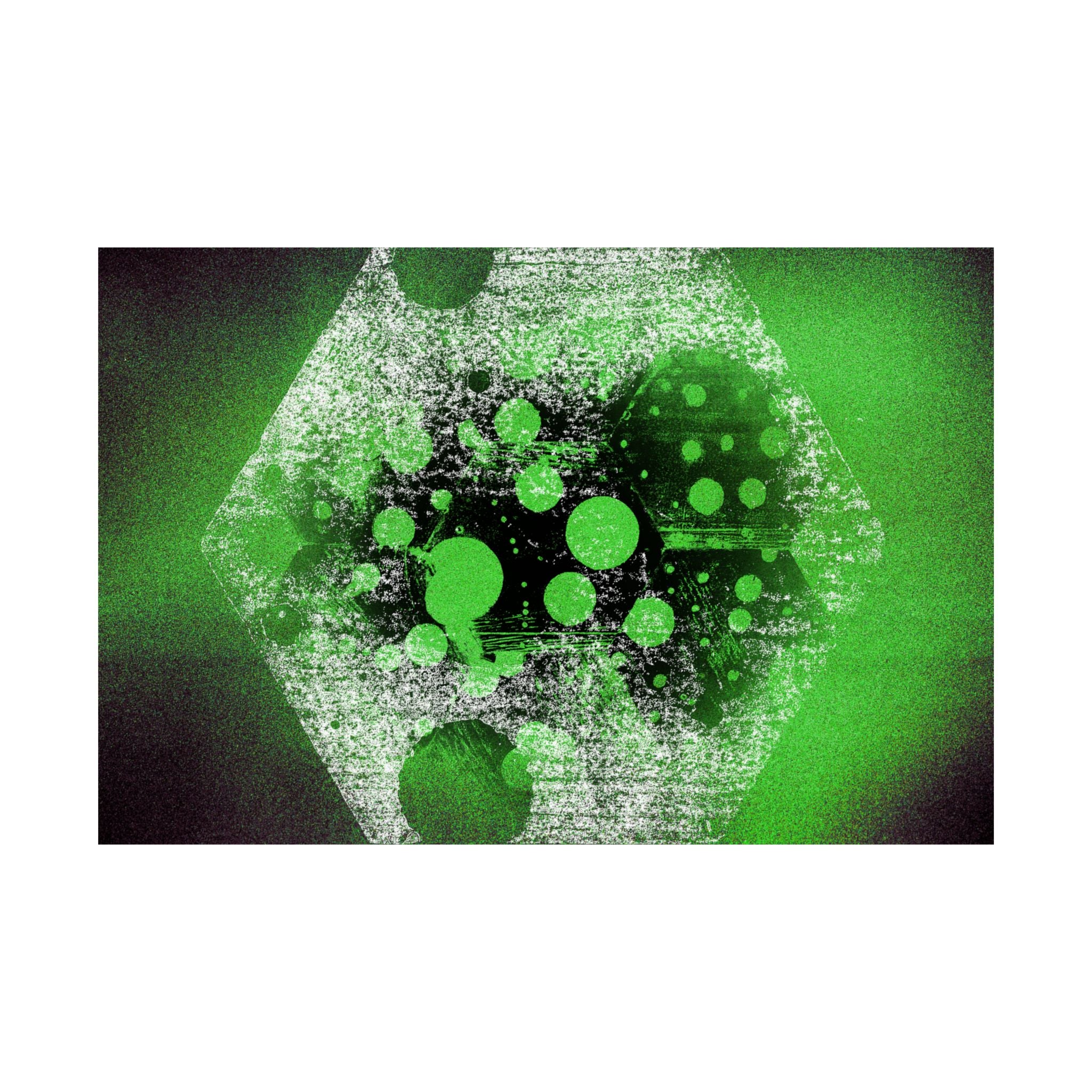 Abstracte neon groene geometrische poster — Matte horizontale kunstprint 