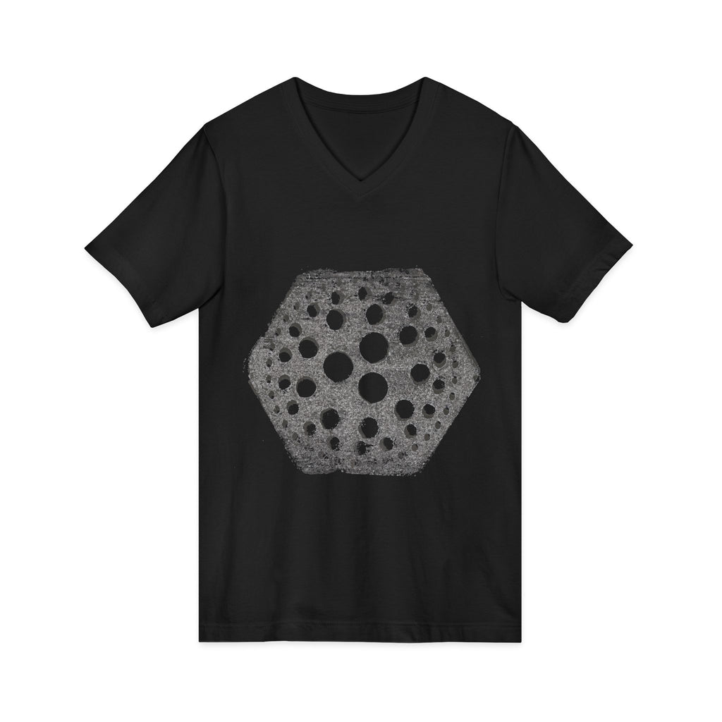 Hex Moon Graphic Tee Design Hex03 — Distressed Space Cheese Vintage Astronomy V-Neck T-Shirt