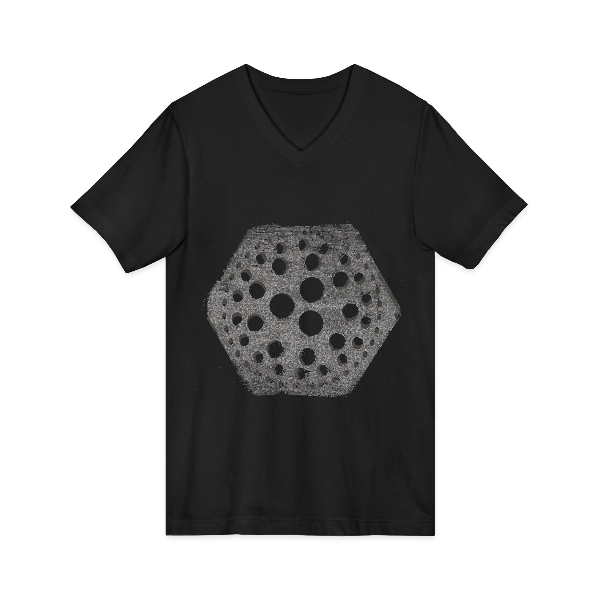 Hex Moon Graphic Tee Design Hex03 — T-shirt met V-hals en vintage astronomisch design, geïnspireerd op Space Cheese