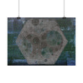 Abstract Moon Hex Poster — Geometric Lunar Wall Art (Horizontal)