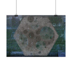 Abstract Moon Hex Poster — Geometric Lunar Wall Art (Horizontal)