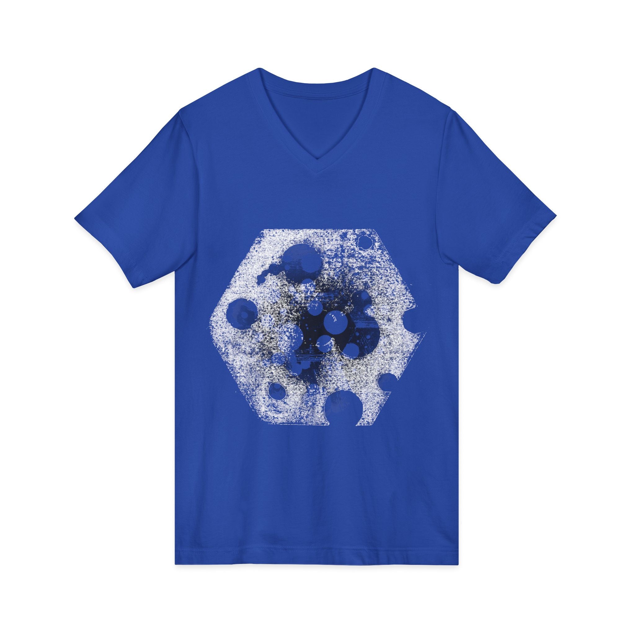 Hex Moon Graphic Tee Design Hex34 — Distressed Space Cheese Vintage Astronomy V-Neck T-Shirt