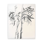 Bamboe-inktschilderij, matte canvasprint — Minimalistische Aziatische muurdecoratie 