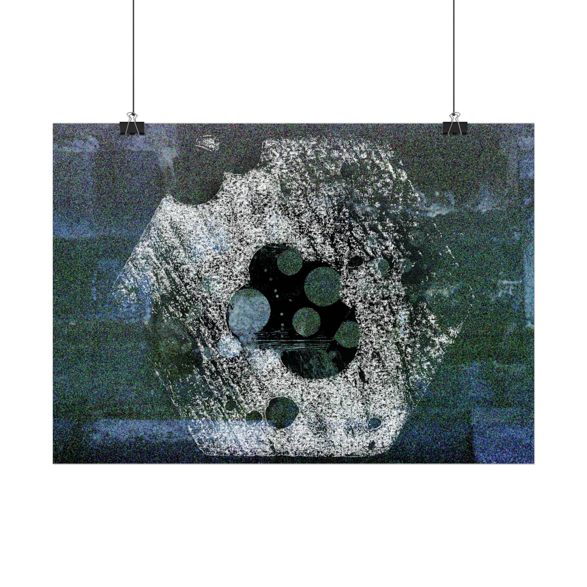 Abstracte blauwe zeshoekige poster — Moderne geometrische muurdecoratie 