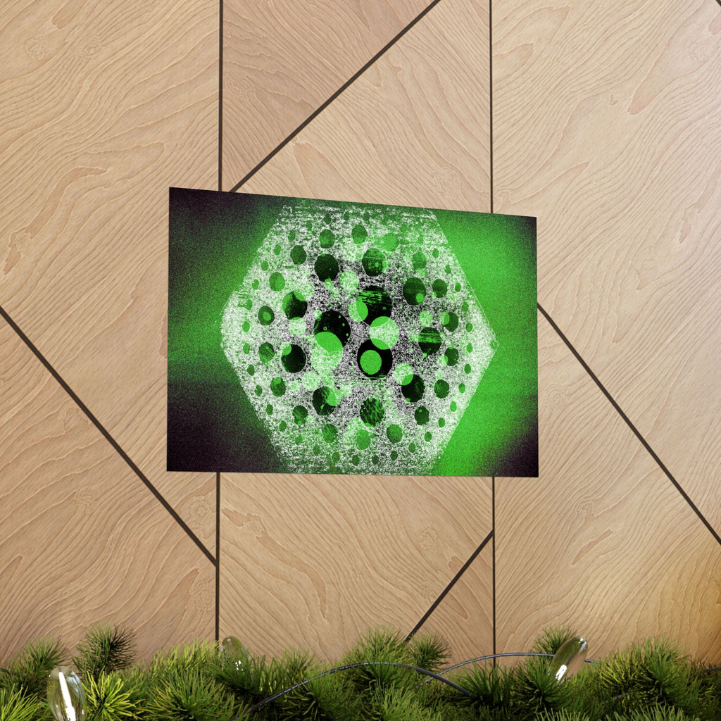 Abstract Hexagon Green Poster – Matte Horizontal Wall Art