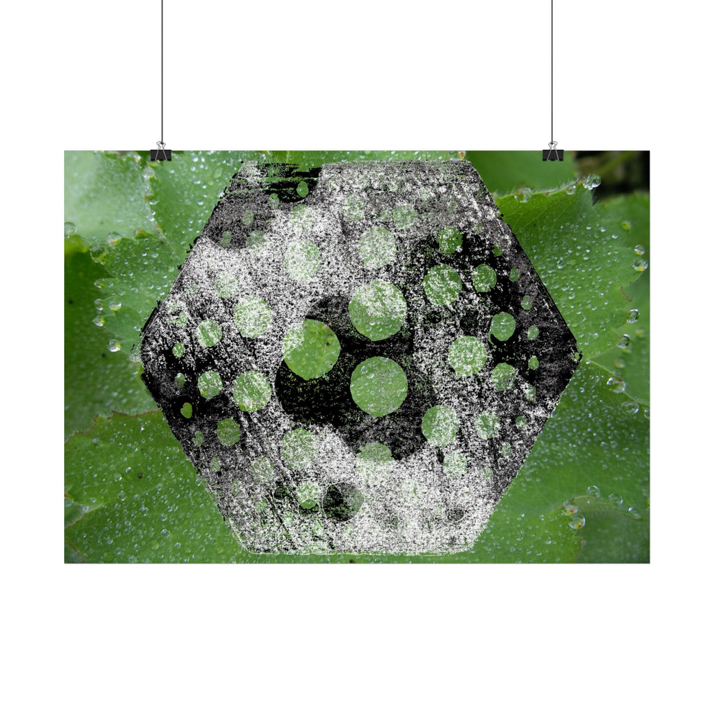 Horizontal Poster — Green Hexagon Botanical Abstract Wall Art