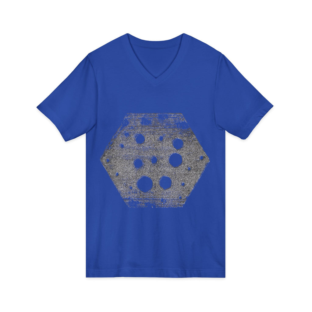 Hex Moon Graphic Tee Design Hex11 — Distressed Space Cheese Vintage Astronomy V-Neck T-Shirt