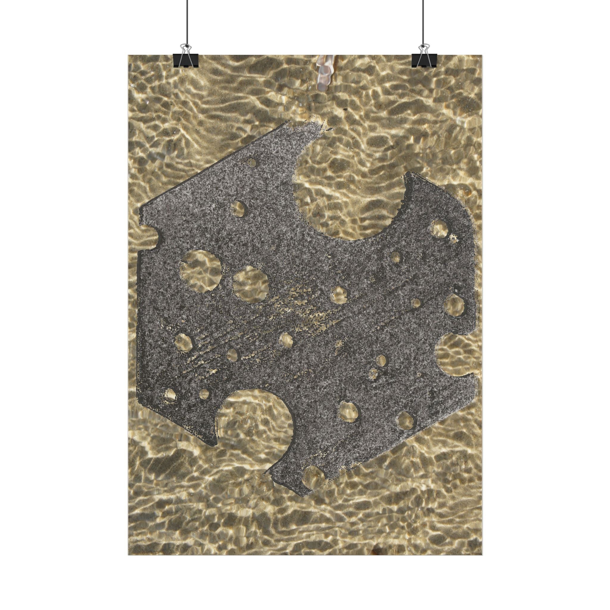 Vertical Poster — Abstract Metallic Stone Texture Vertical Art Print