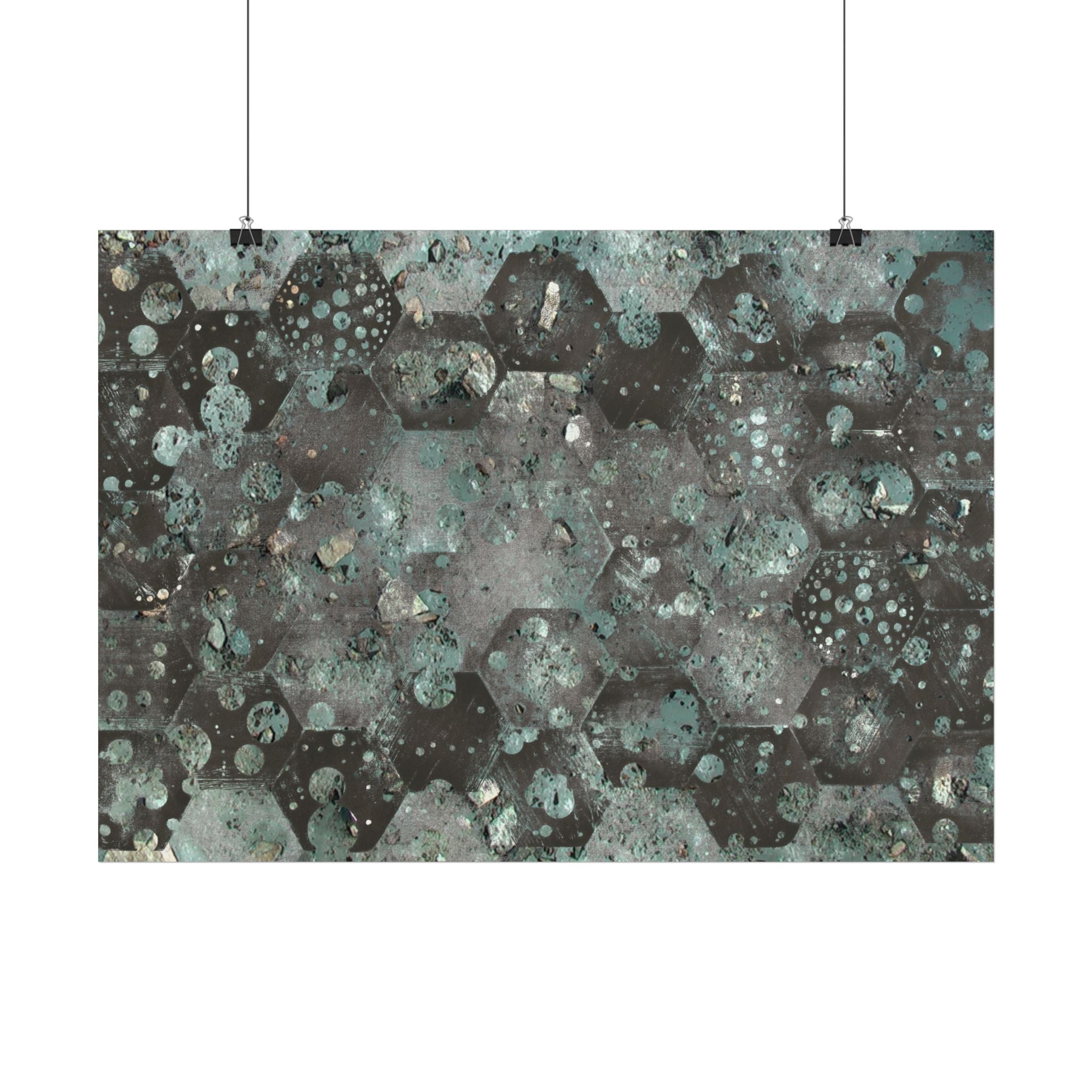 Abstract Hexagon Aqua Poster