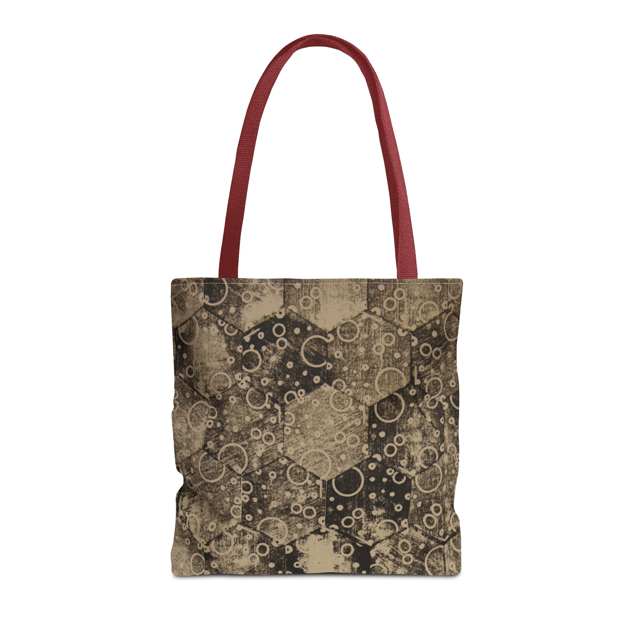 Vintage Hexagon Pattern Tote Bag – Sepia Geometric All-Over Print