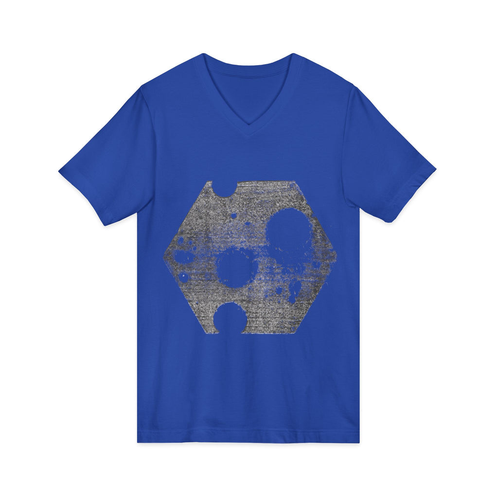 Hex Moon Graphic Tee Design Hex08— Distressed Space Cheese Vintage Astronomy V-Neck T-Shirt