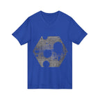 Hex Moon Graphic Tee Design Hex08— Distressed Space Cheese Vintage Astronomy V-Neck T-Shirt
