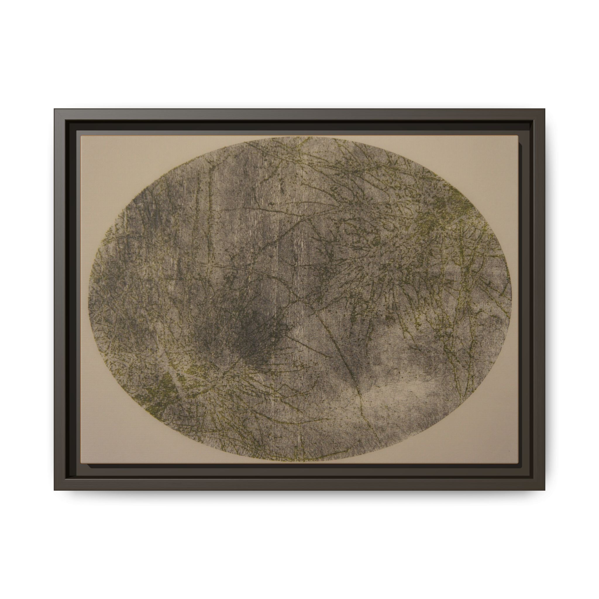 Framed Matte Canvas Art — Textured Abstract Circle Wall Decor - no 43