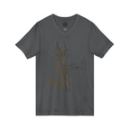 Botanical Grass V-Neck Tee — Minimal Dried Wildflower Illustration Shirt