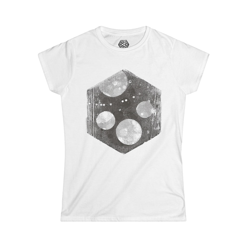 Women's Tee — Vintage Space Hexagon Moon Graphic