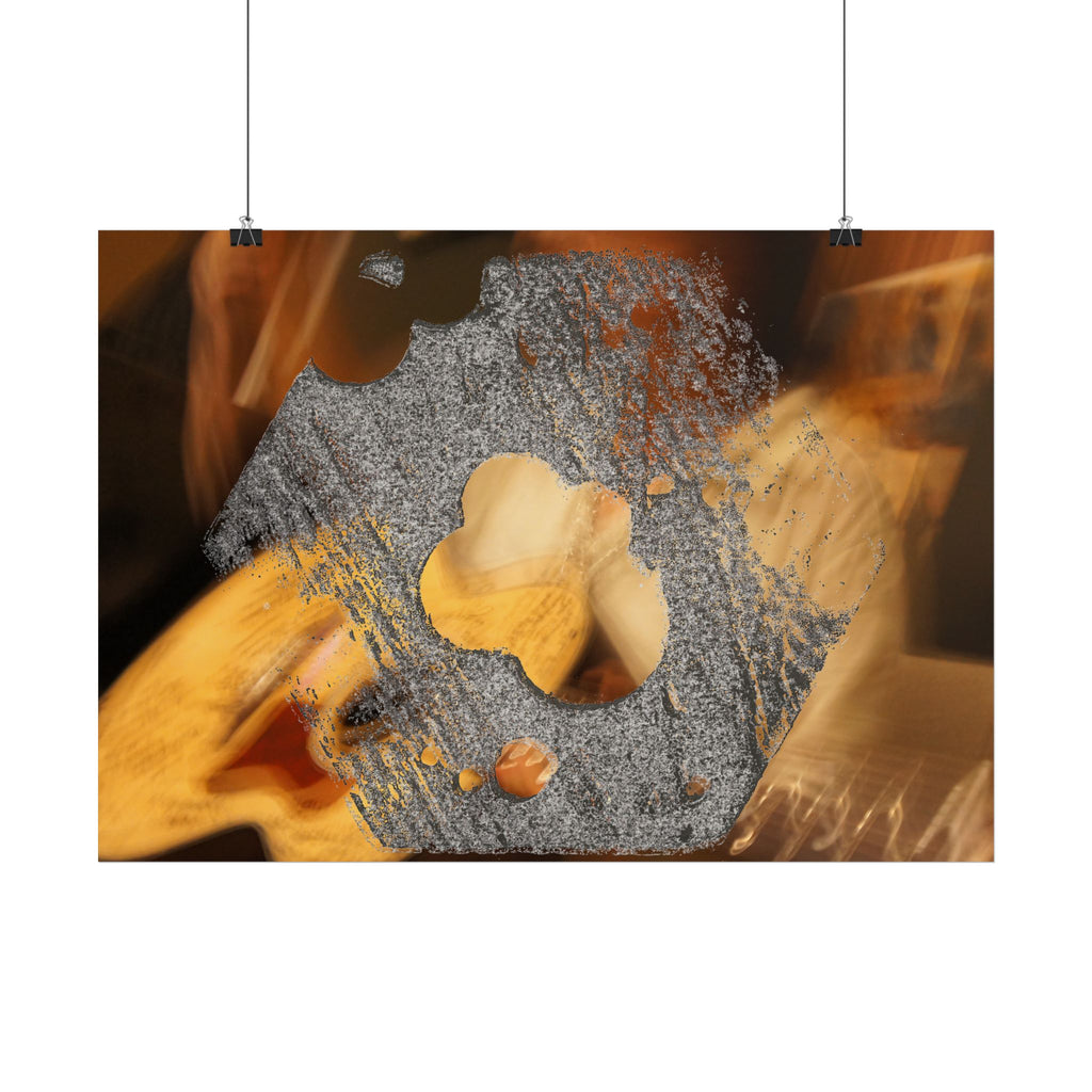 Abstract Gold and Silver Texture Horizontal Poster | Metallic Fluid Art