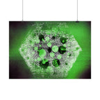 Abstracte groene zeshoekige poster — Moderne sciencefiction muurdecoratie 