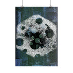 Abstracte poster van de maanbaan — Moderne blauwe hemelse muurdecoratie 