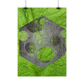 Geometric Moon Hex Poster — Grunge Green Vertical Art Print