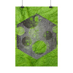 Geometric Moon Hex Poster — Grunge Green Vertical Art Print