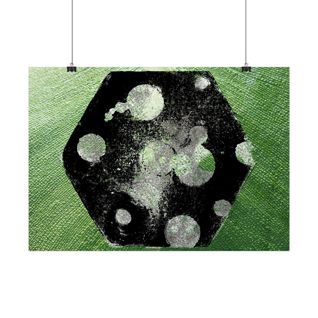 Abstract Green Dice Poster — Geometric Art Print