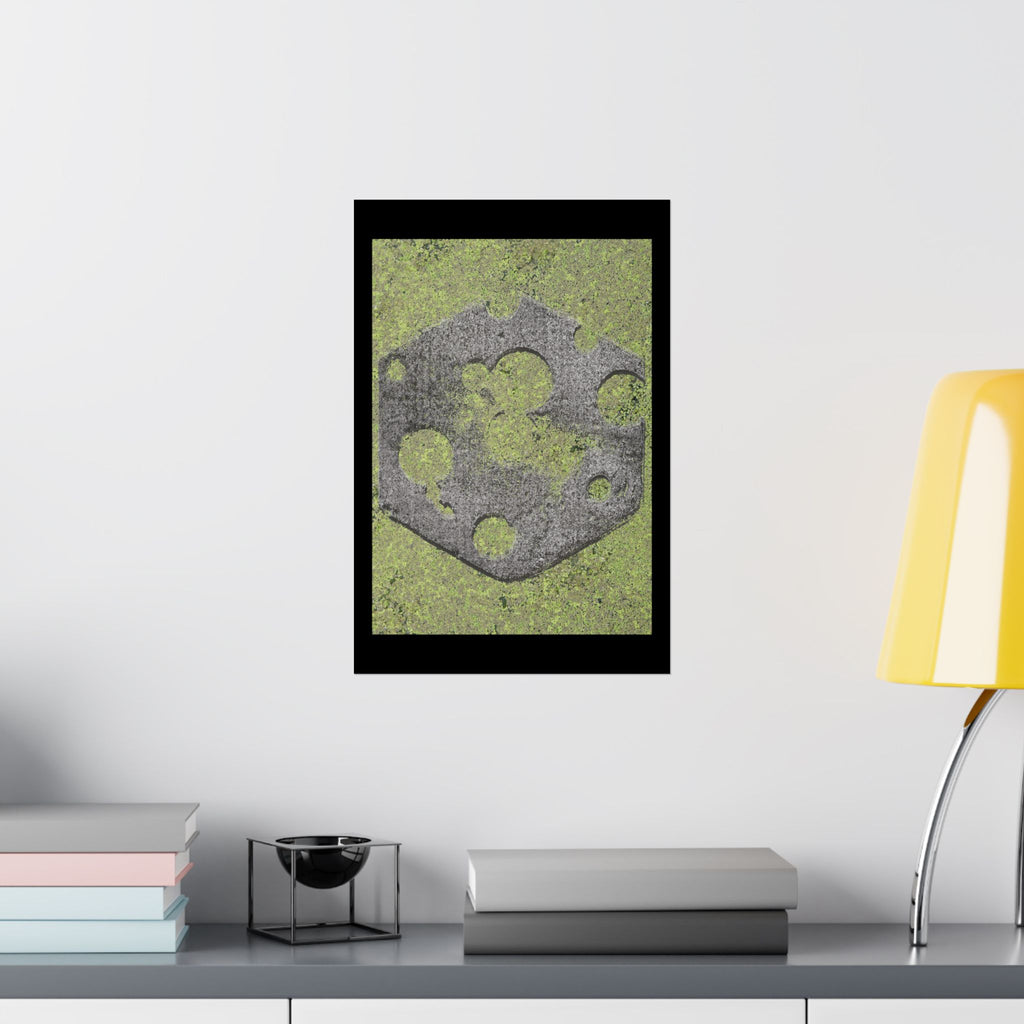 Mossy Stone Crest Poster — Matte Vertical Wall Art