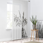 Bamboo Ink Sheer Curtain - Zen Black & White Window Panel