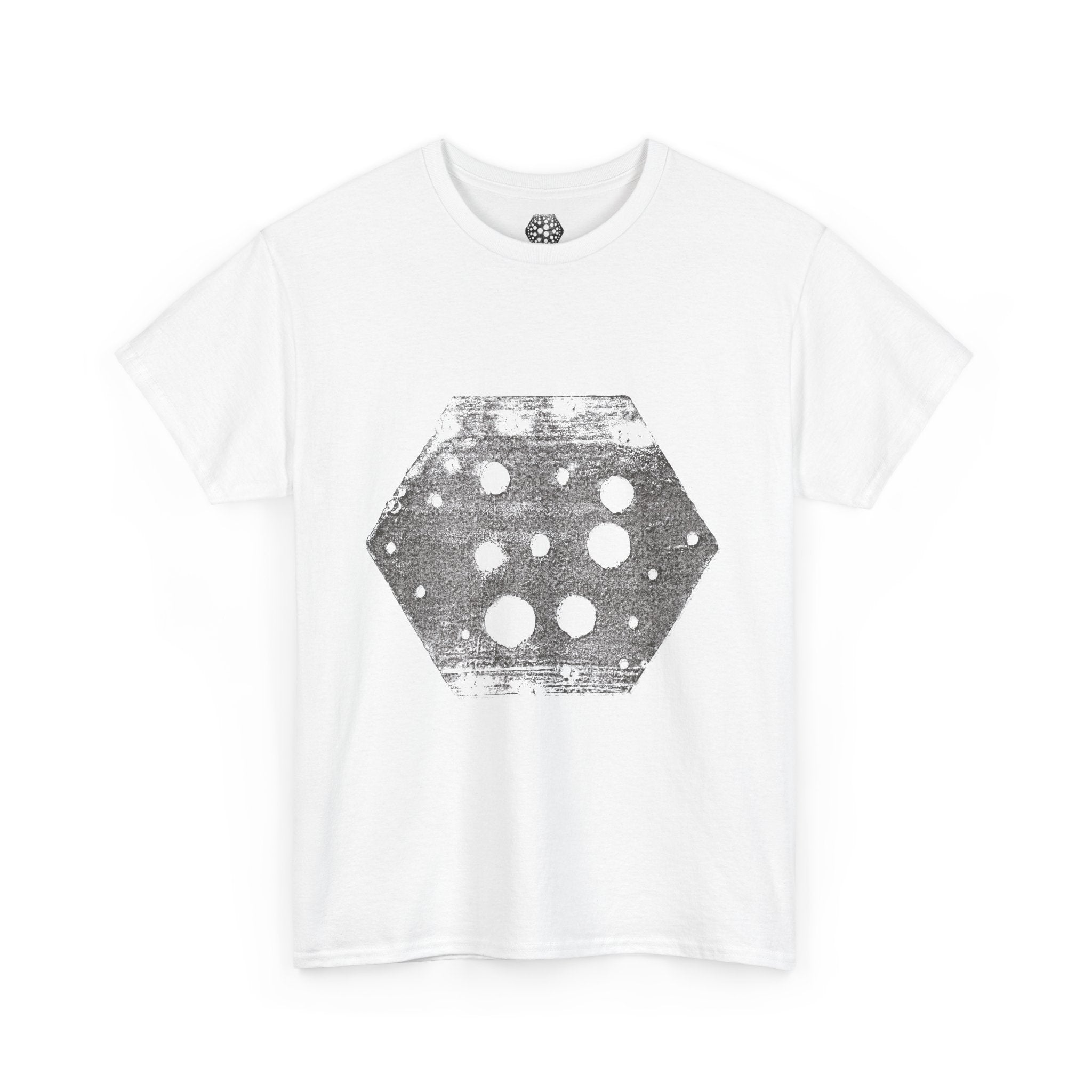 Hexagon Circles Graphic Tee — Digital Manual Print Art