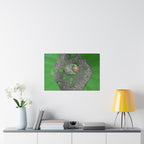 Abstracte zeshoekige metalen textuurposter | Matte horizontale poster, groene organische achtergrond 