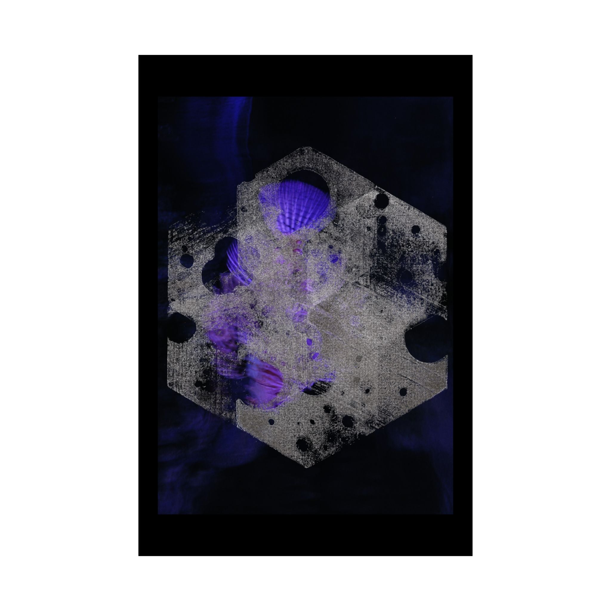 Abstract Cosmic Hex Poster — Matte Vertical Art Print (Purple & Black)