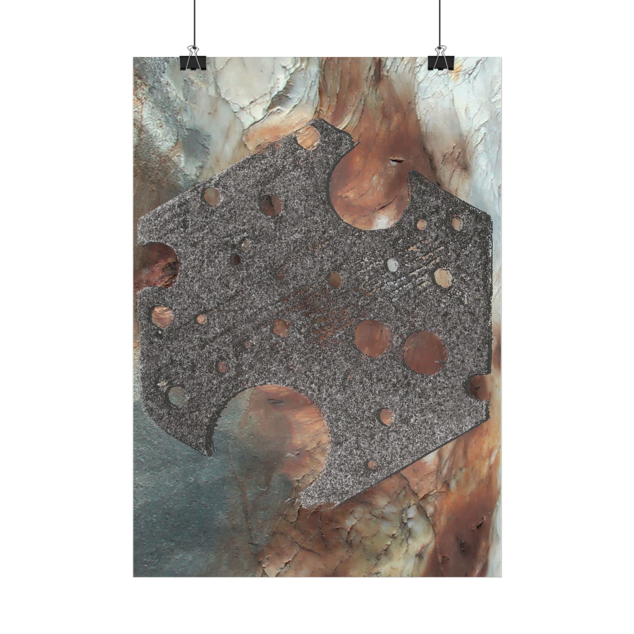 Abstract Rust & Stone Poster — Industrial Geode Wall Art
