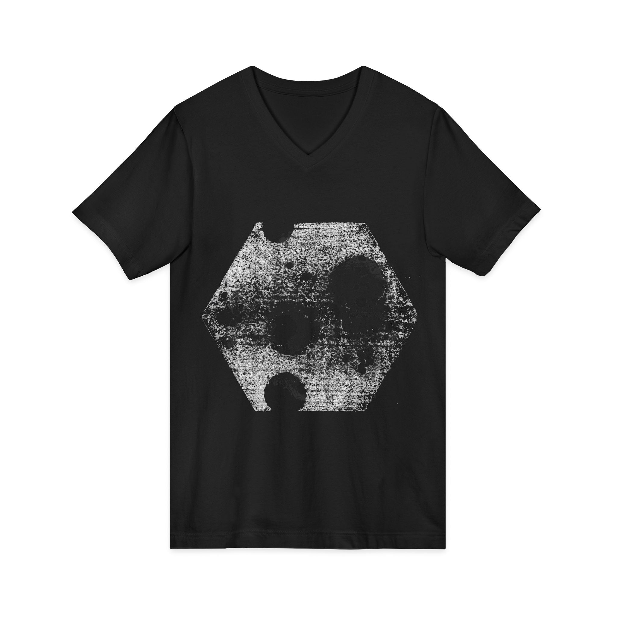Hex Moon Graphic Tee Design Hex30 — Distressed Space Cheese Vintage Astronomy V-Neck T-Shirt