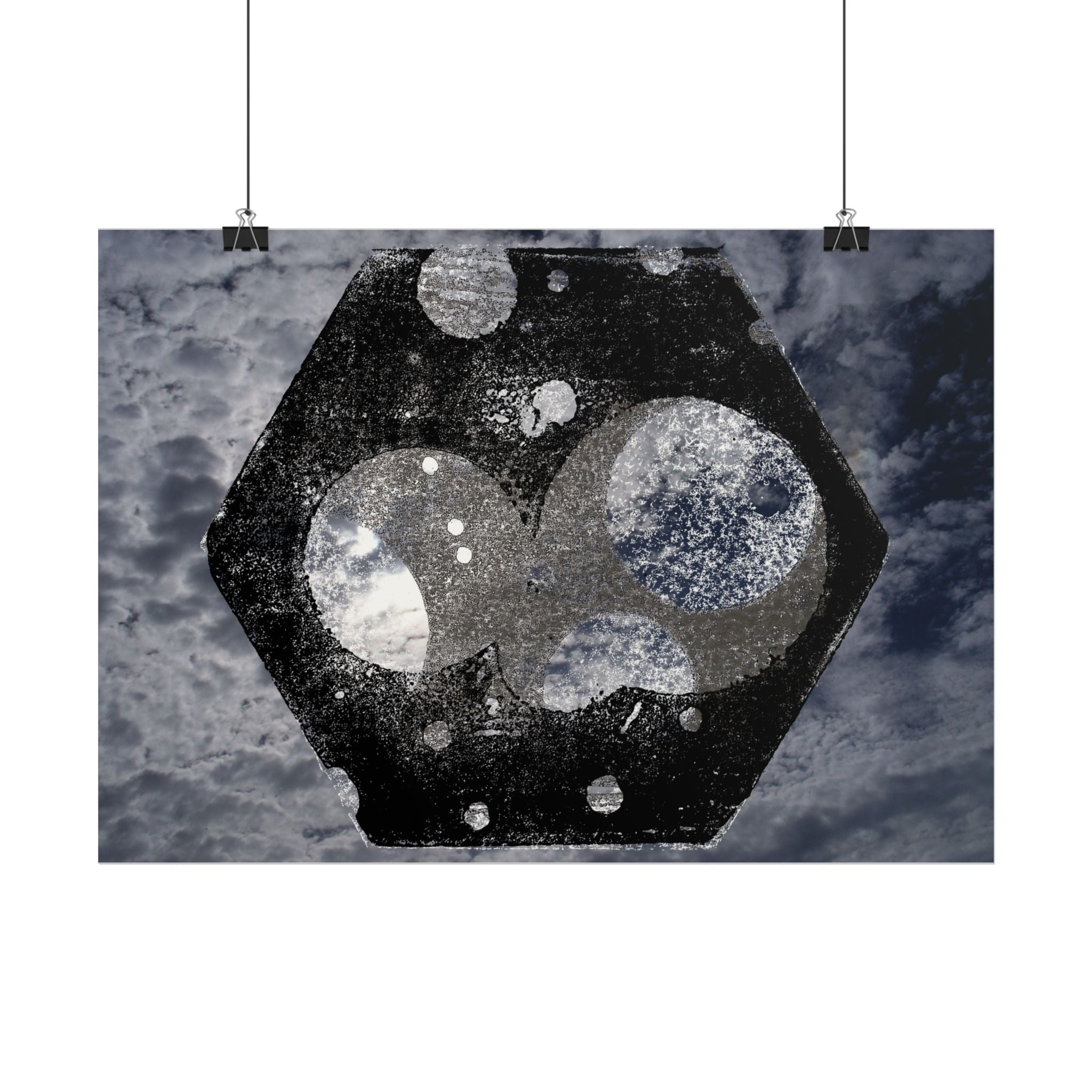 Abstracte hemelse zeshoek poster — Sfeervolle ruimte muurdecoratie 