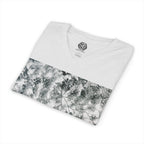 Abstract Black & White Tie-Dye V-Neck Tee — Minimalist Art Square Design
