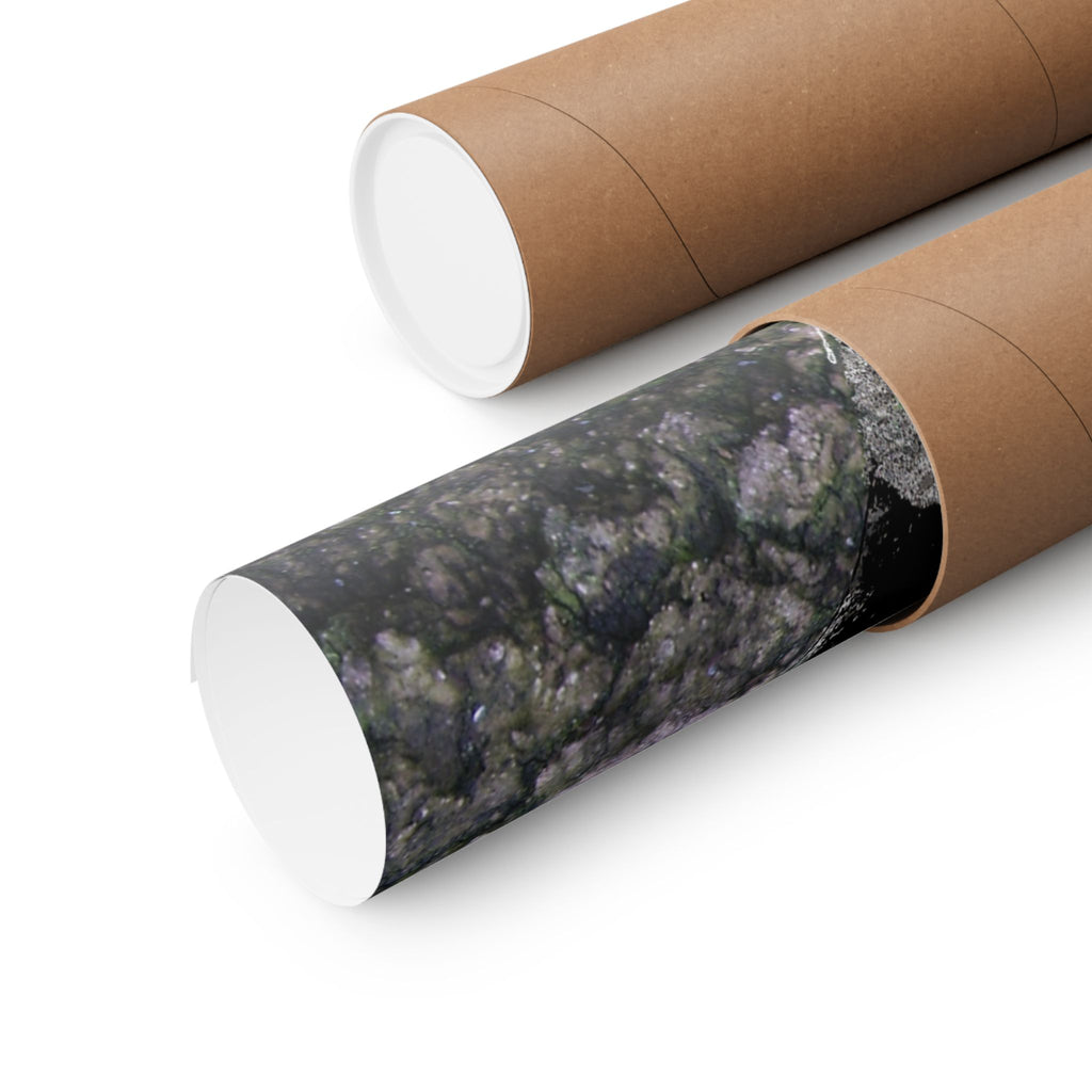 Abstract Galaxy Matte Poster — Black & Silver Cosmic Art (Horizontal)