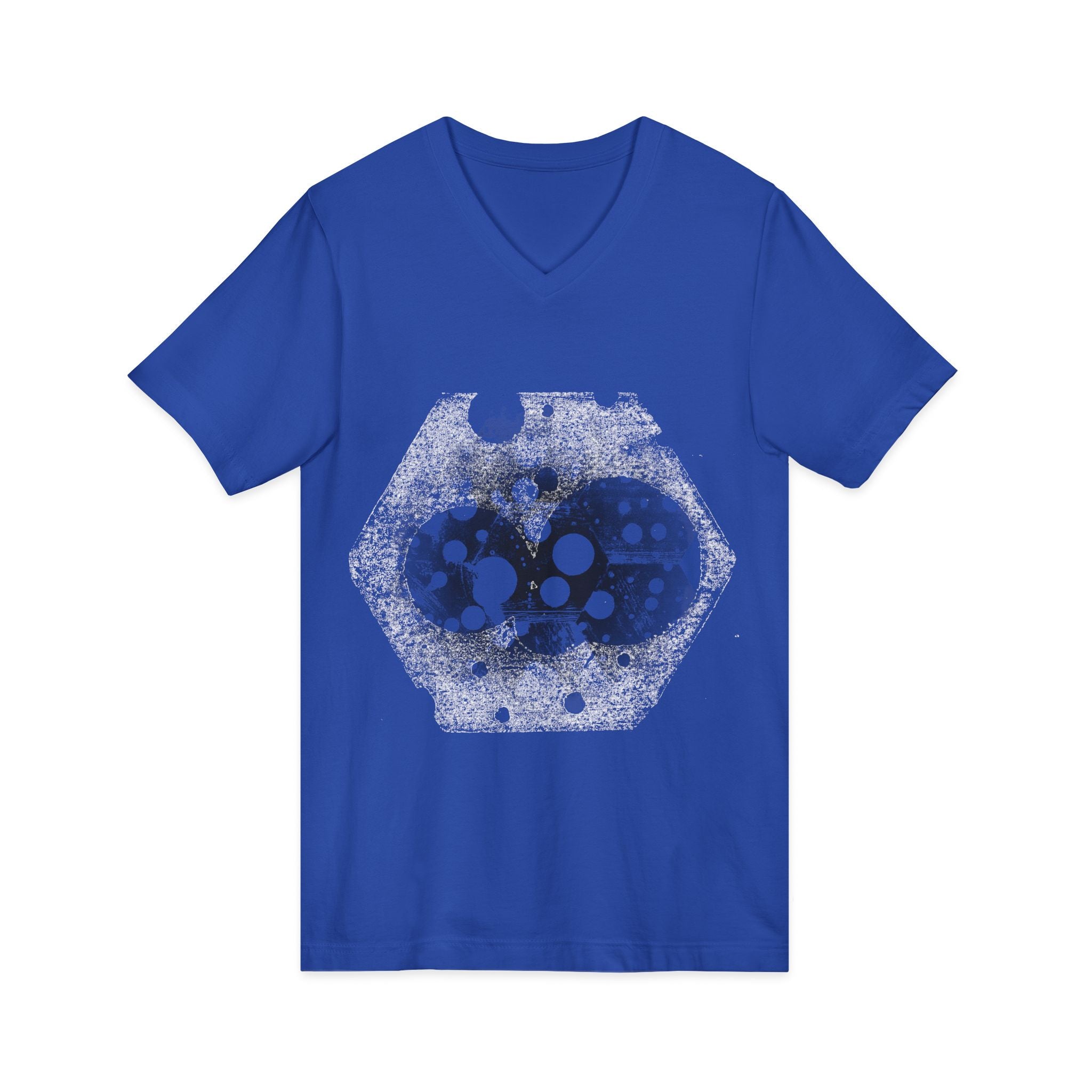 Hex Moon Graphic V-Neck Tee Design Hex27 — Distressed Space Cheese Vintage Astronomy V-Neck T-Shirt
