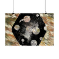 Abstract Cosmic Hex Matte Poster — Planetary Dots Wall Art