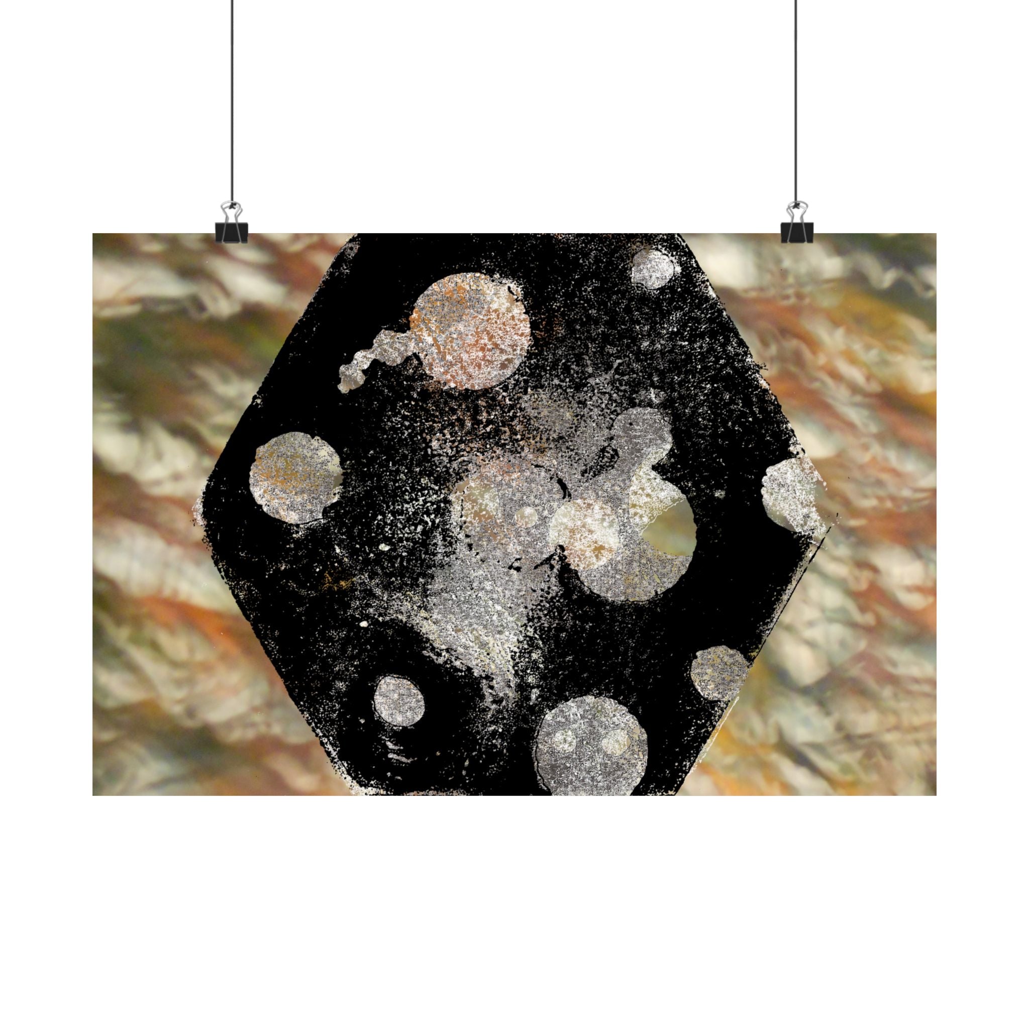 Abstract Cosmic Hex Matte Poster — Planetary Dots Wall Art