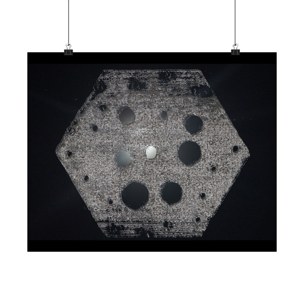 Abstract Hexagon Poster — Minimal Black & Gray Matte Horizontal Wall Art