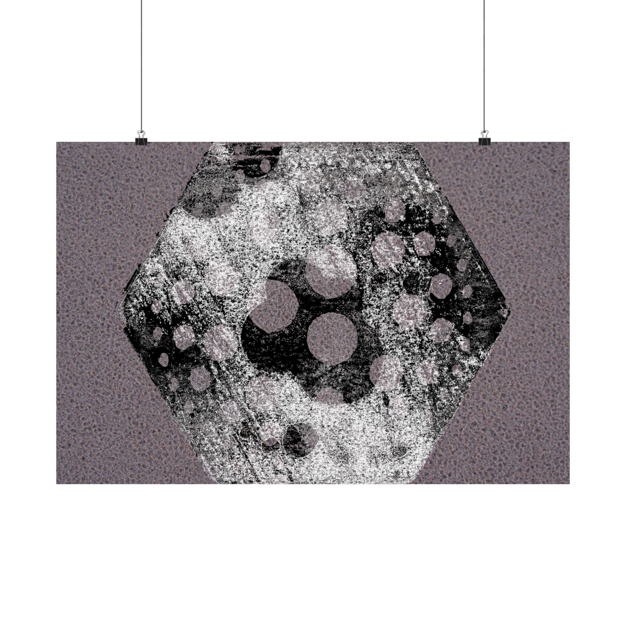 Abstract Hexagon Art Poster — Textured Geometric Matte Horizontal Print