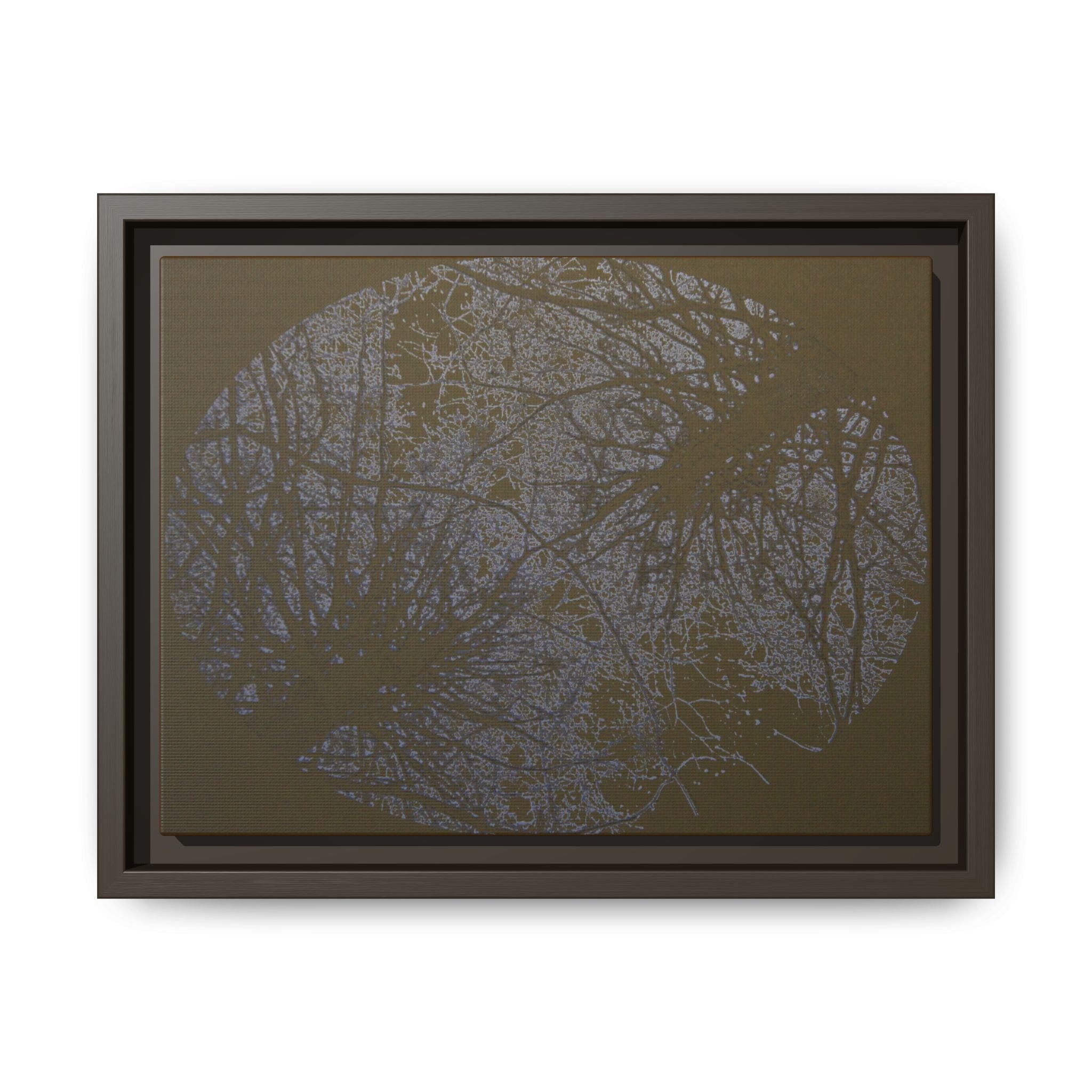 Framed Matte Canvas Art, no 05 — Twin Tree Wood-Carving Reproduction (Black & Brown grey Wild)
