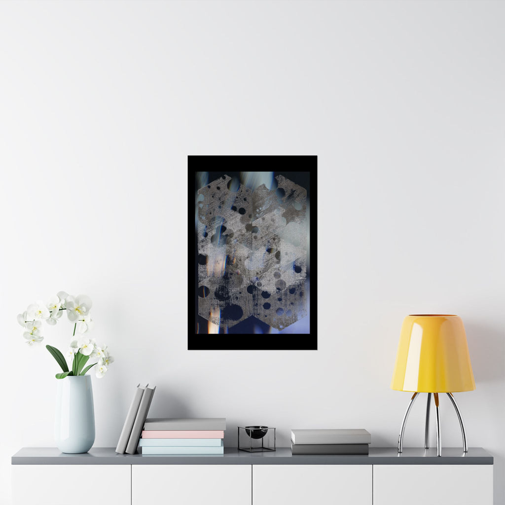 Abstract Geometric Matte Poster — Blue Hexagon Pattern Art Print
