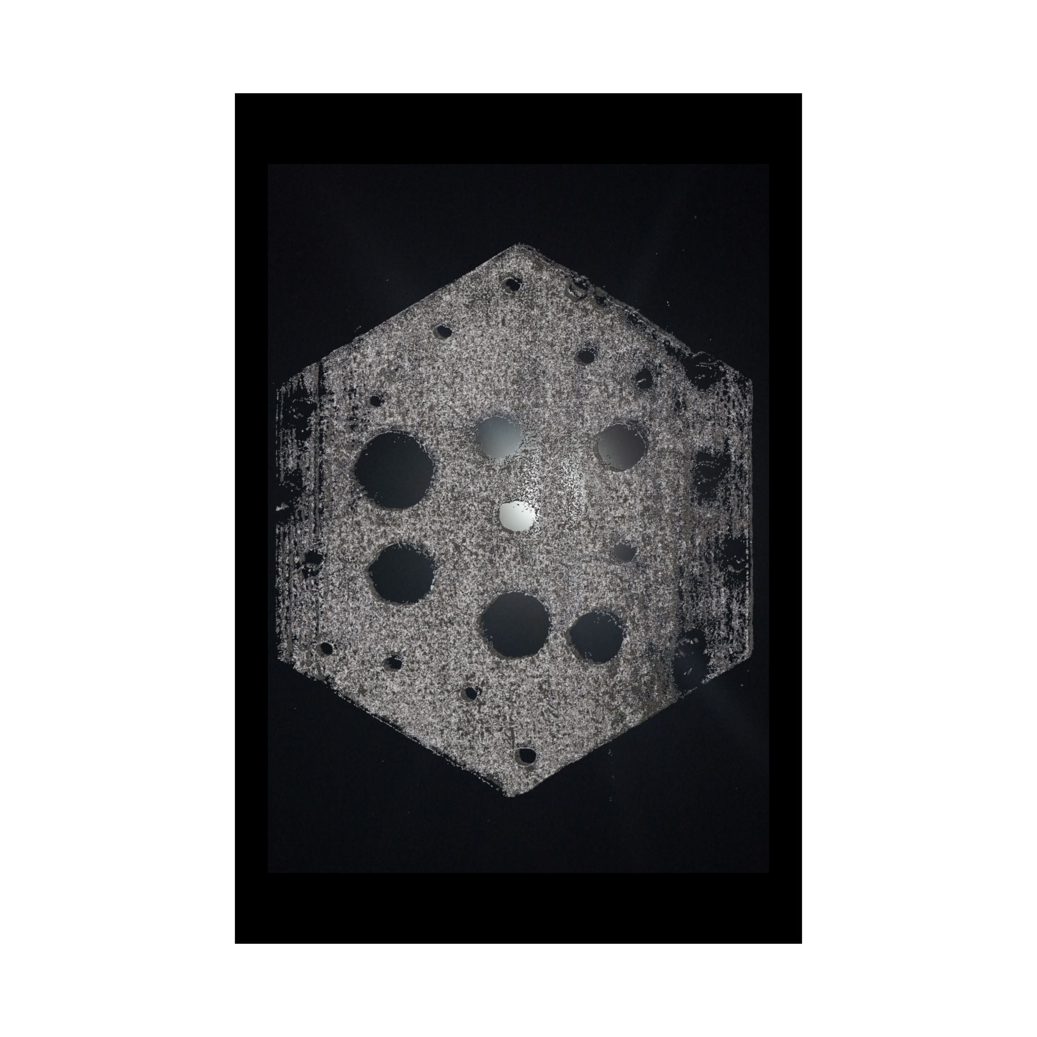 Matte Poster — Abstract Hexagon Moon Art (Minimalist Monochrome Wall Print)