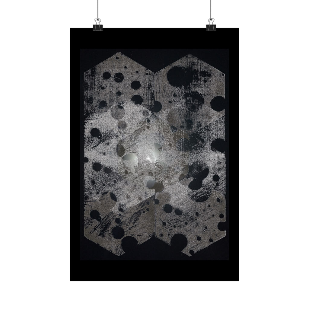 Abstract Geometric Dot Matte Poster — Monochrome Hex Pattern Wall Art