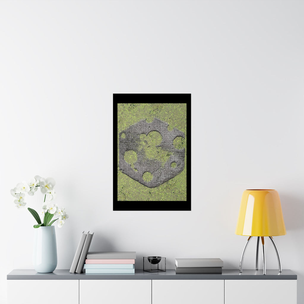 Mossy Stone Crest Poster — Matte Vertical Wall Art